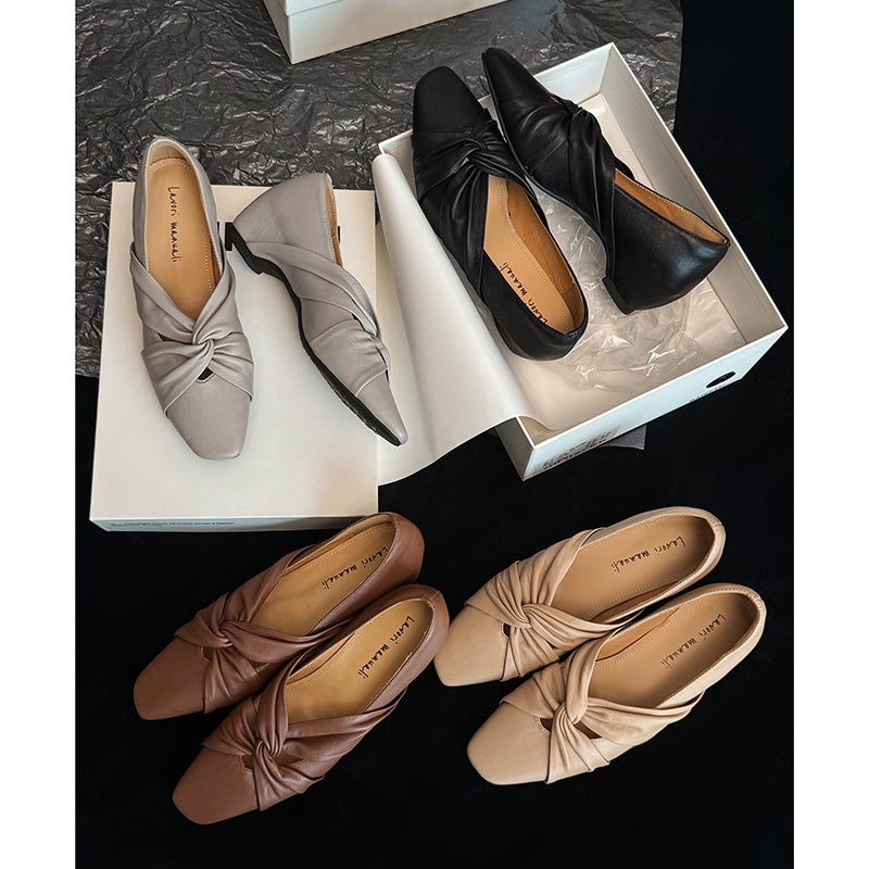 Karin Luna Cross Design Square Toe Hidden Wedge Shoes