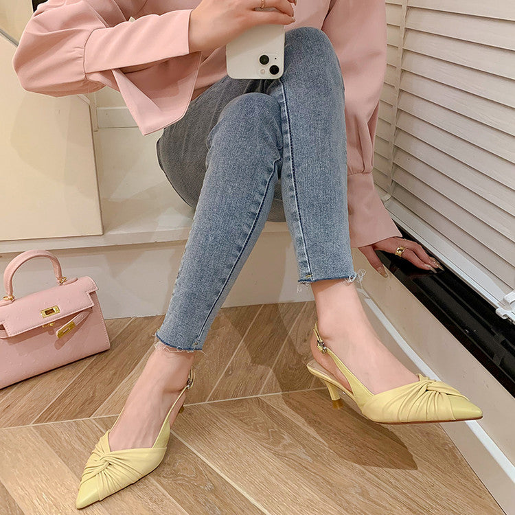 Karin Luna In Stock In Stock  Exquisite Pointed Toe Backless Closed-Toe Stiletto Sandals
