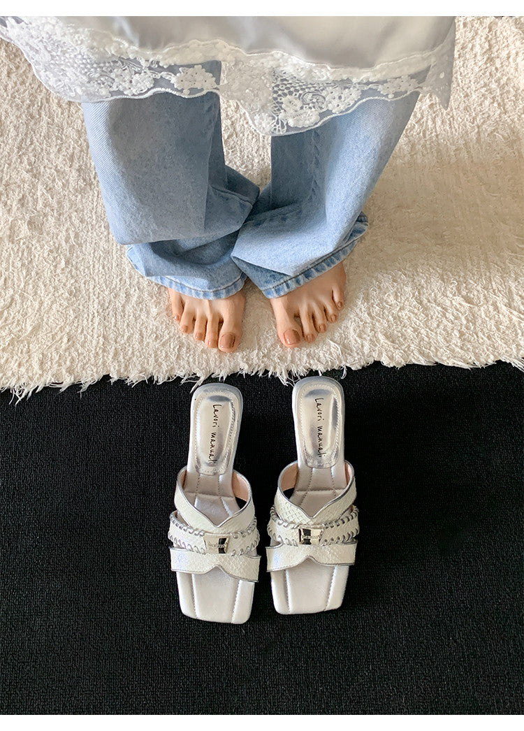 Karin Luna Fish Skin Series~ Hot-selling Square-Toe Slippers with Built-in Traffic