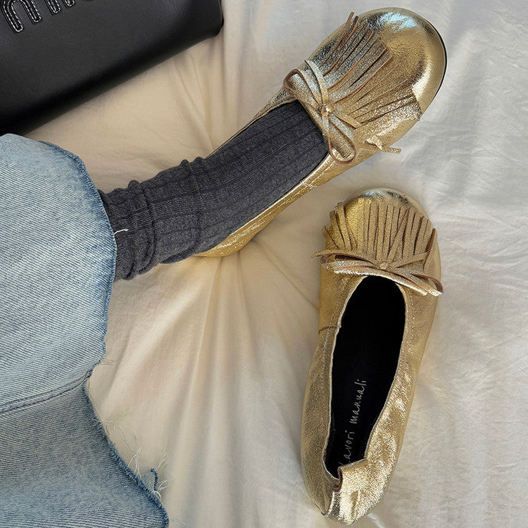 Karin Luna In Stock Spot Goods   Tassel Round Toe Hidden Wedge Mary Jane Shoes