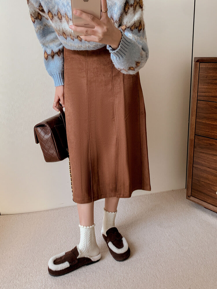 Karin Luna In Stock Look~This is such thick lamb wool Winter Atmosphere！Cowhide Leather Lamb Wool Round Toe Flat Sole Half Support！