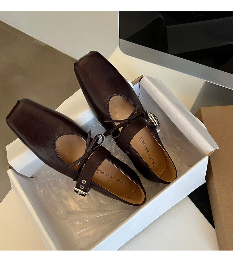 Karin Luna In Stock Spot Goods  Square Toe Internal Height Increase Detachable Bowknot