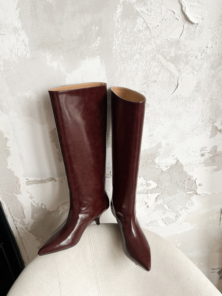 Karin Luna In Stock In Stock    Stunning Elegant Style Kitten Heel Straight Long Boots