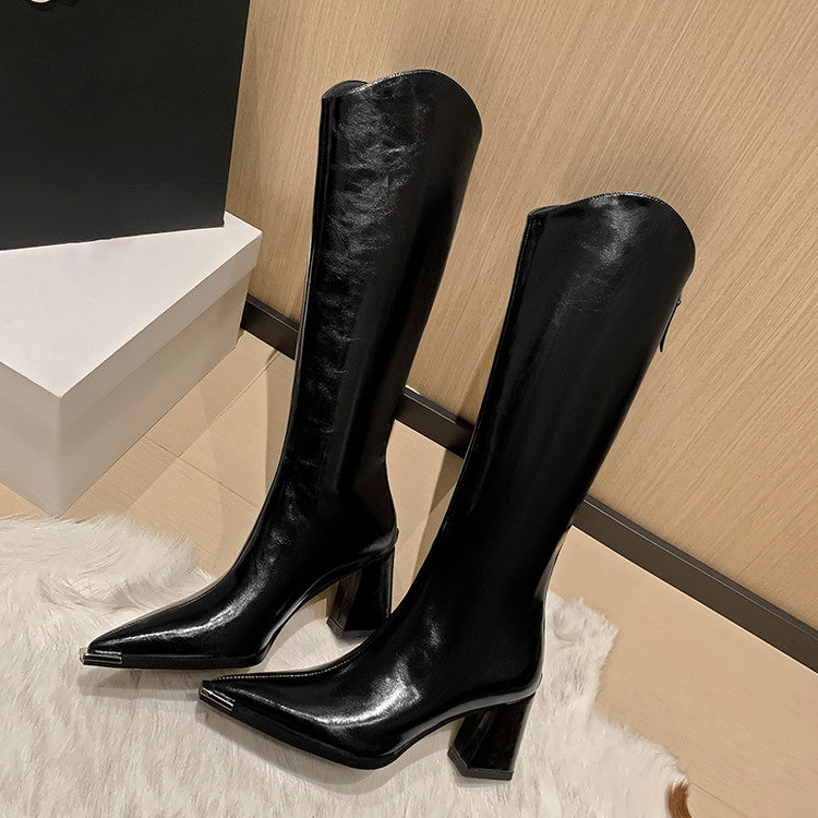 Karin Luna In Stock In-stock Pointed Toe Elegant High Heels v Slimming Effect Long Boots