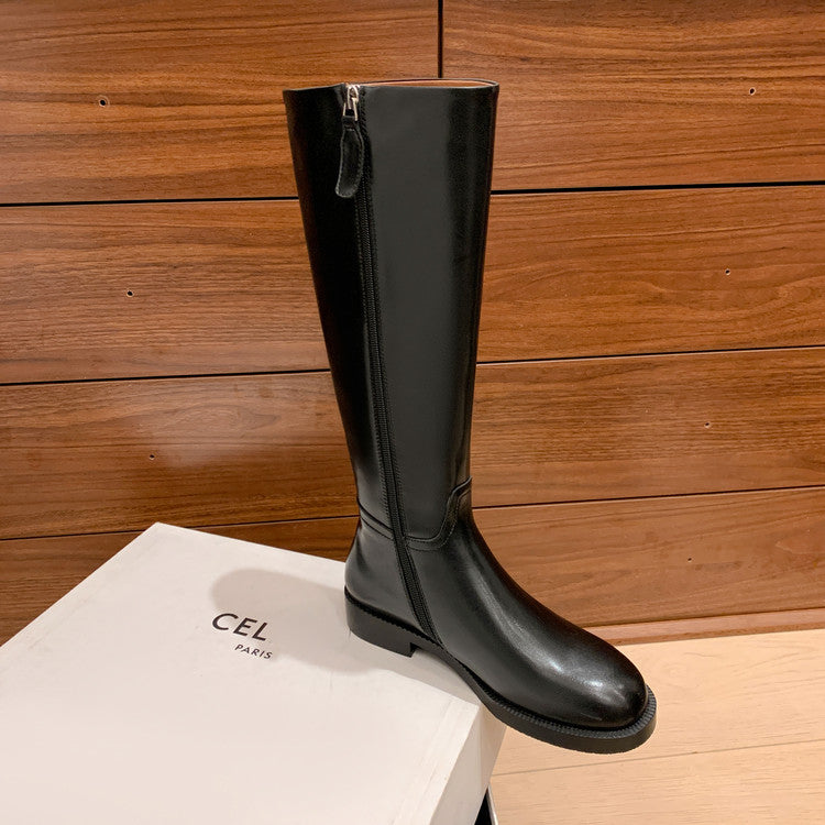 Karin Luna In Stock In-stock Basic Classic Timeless Round Toe Casual Riding Boots