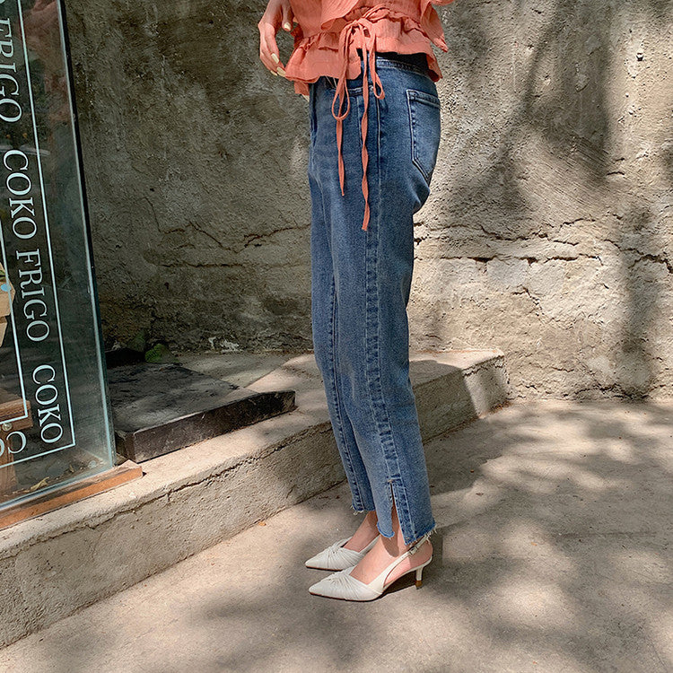 Karin Luna In Stock In Stock  Exquisite Pointed Toe Backless Closed-Toe Stiletto Sandals