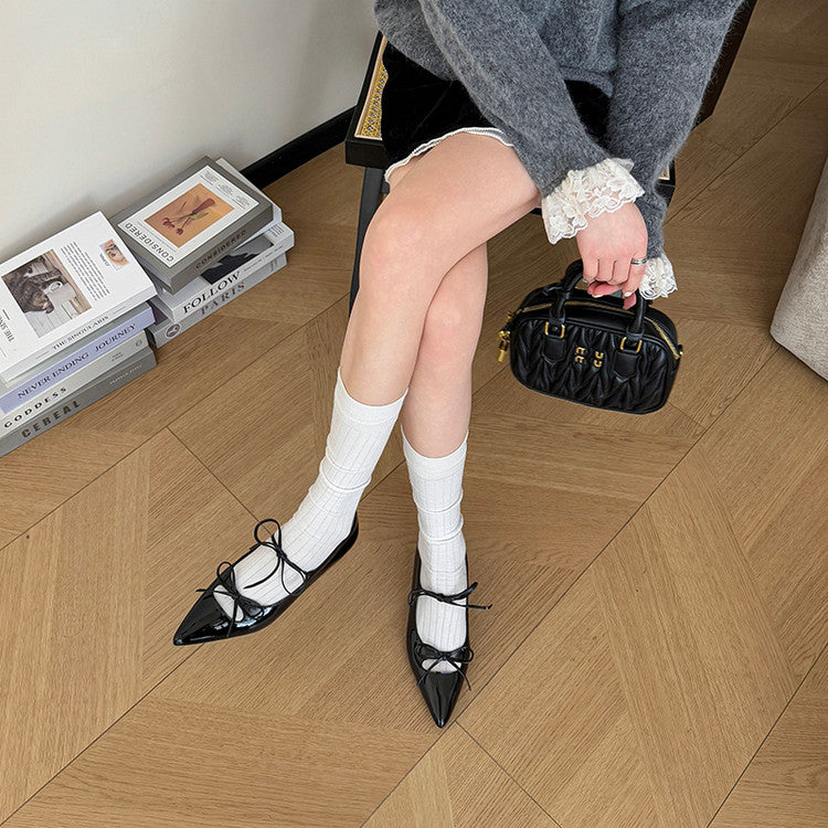 Karin Luna In Stock Spot Goods  Hot-selling Element Bowknot Square Toe Pointed Toe Single Shoes