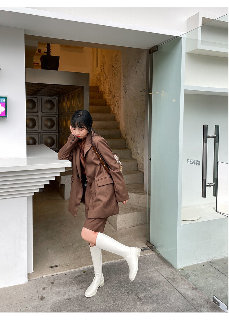 Karin Luna In Stock  Cowhide Niche Versatile Style Knight Boots