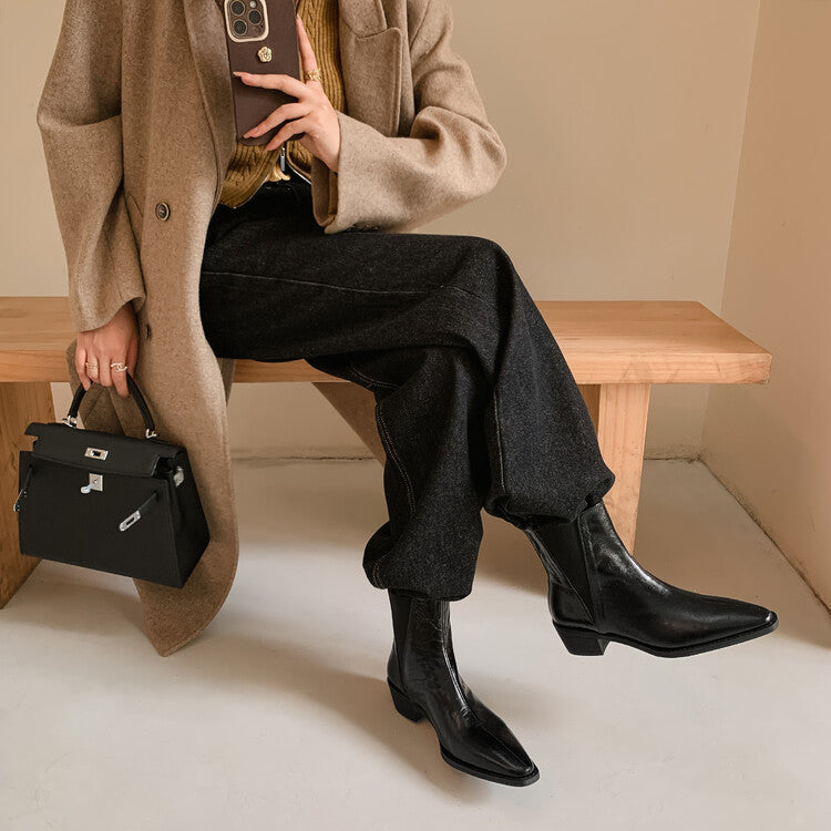 Karin Luna In Stock In stock   Classic first-layer cowhide Chelsea elastic ankle boots