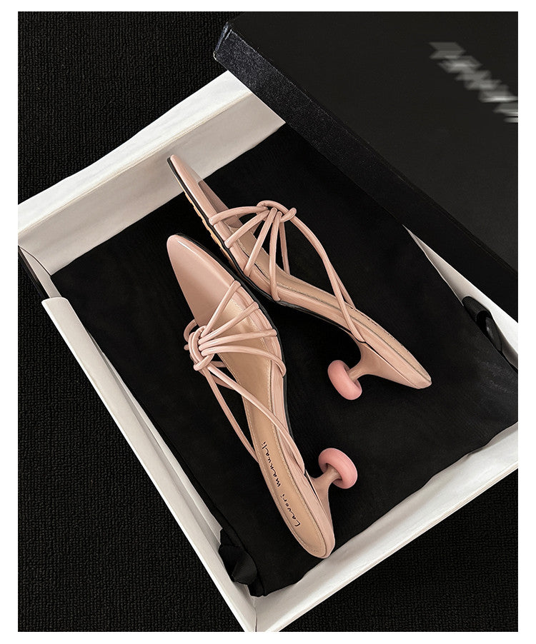 Karin Luna In Stock In Stock  In Stock Round Toe Cross Hollow Round Toe Stiletto Slippers
