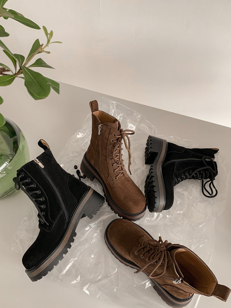 Karin Luna In Stock Casual style thin strap round toe suede ankle boots