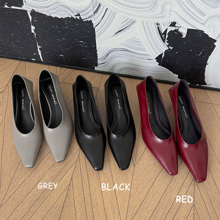 Karin Luna In Stock In Stock ~Basic Versatile French Style Small Square Toe Shallow Mouth Single Shoes