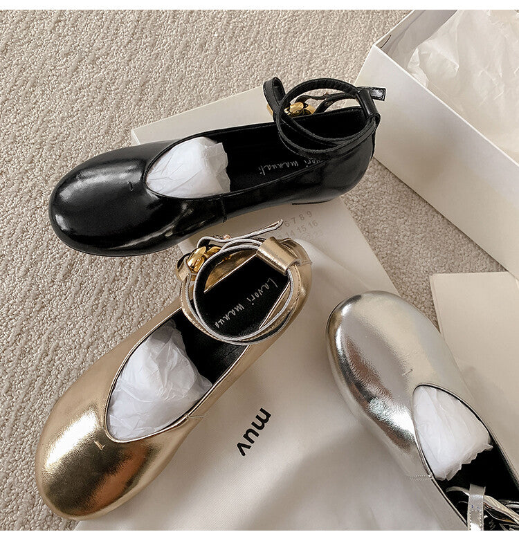 Karin Luna In Stock Large Stock Main Promotion  Two-Way Wear Height-Increasing Retro Gold Buckle Mary Jane Shoes