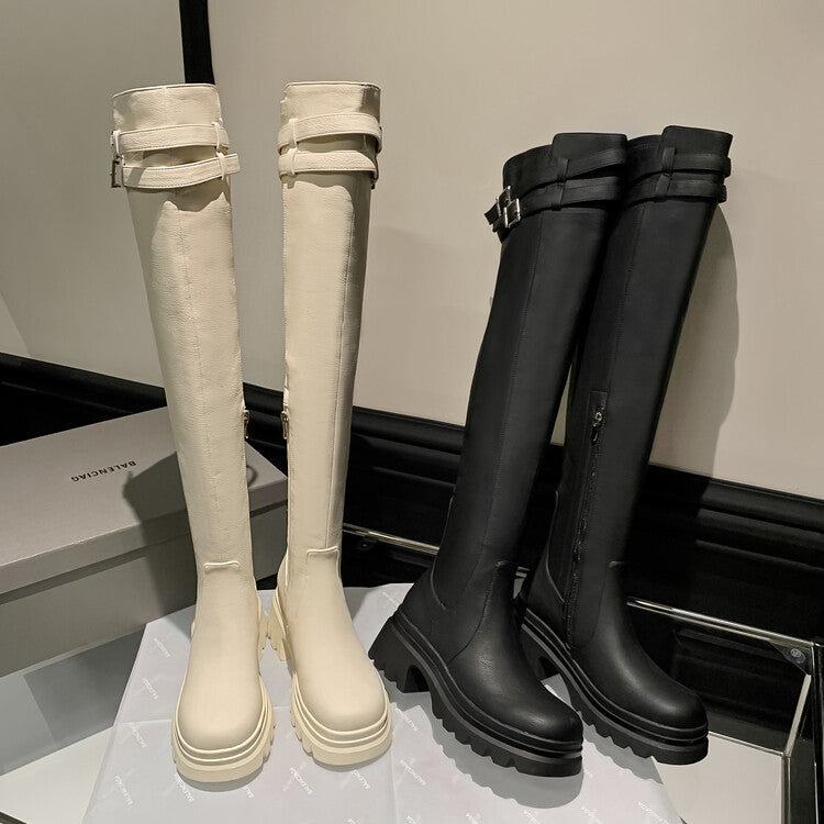 Karin Luna Hot New Image Hot-selling items in large quantities in stock  Featured Bestsellers Sheepskin Over-the-Knee Boots Vintage Belt Buckle Decoration