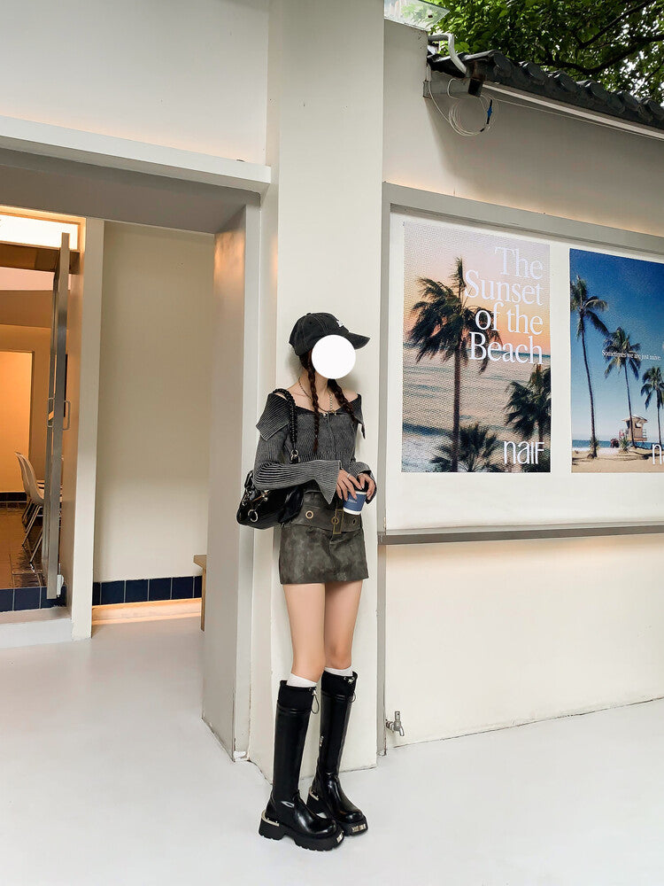 Karin Luna High Volume Bestseller  Comes with data plan included Front Metal Patch Drawstring design Full Cowhide Long Boots