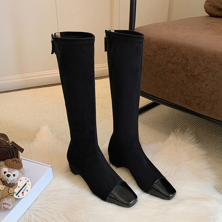 Karin Luna In Stock In Stock Patchwork Long Boots Elegant Versatile