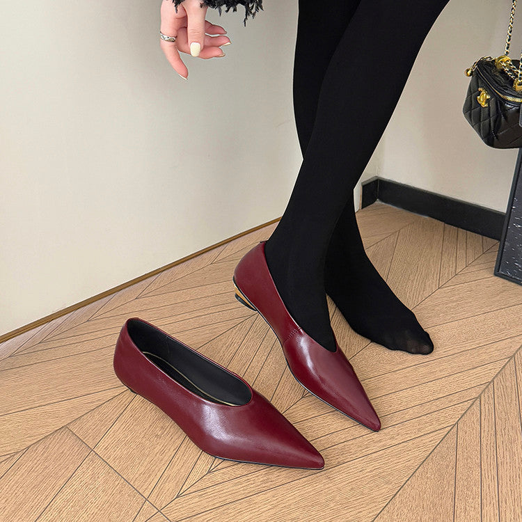 Karin Luna In Stock Spot Goods Classic three-color pointed toe metal heel shoes