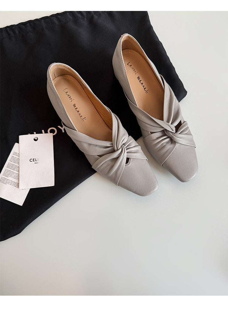 Karin Luna Cross Design Square Toe Hidden Wedge Shoes