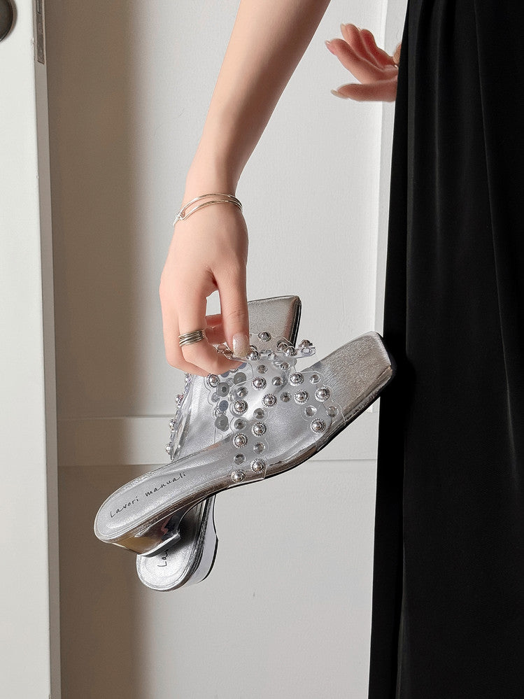 Karin Luna In Stock Spot Goods Classic versatile transparent sequin slippers