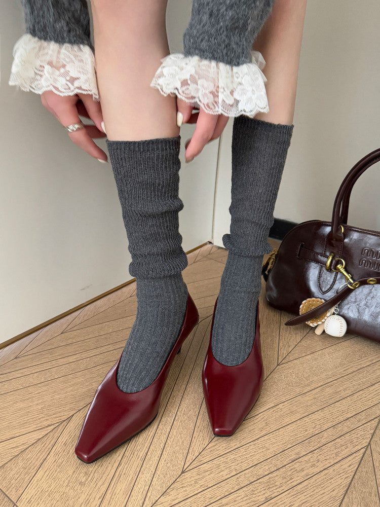 Karin Luna In Stock In Stock ~Basic Versatile French Style Small Square Toe Shallow Mouth Single Shoes