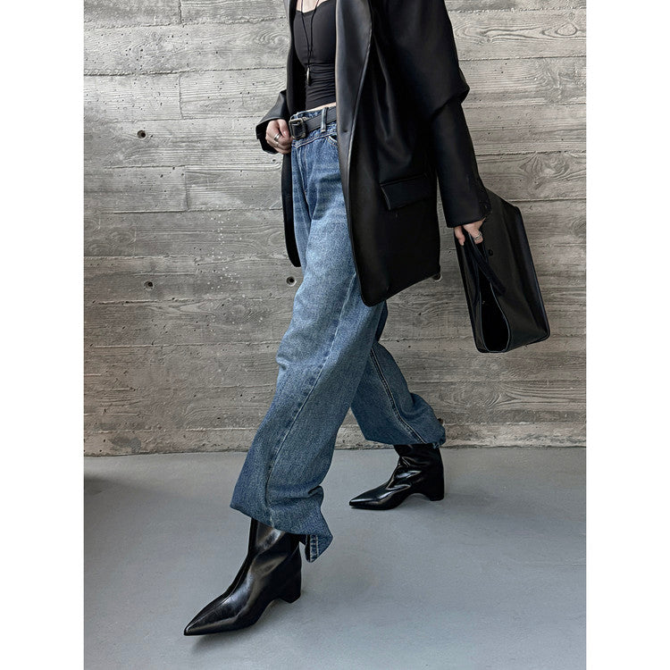Karin Luna Elegant Pointed Toe Hidden Wedge Short Boots