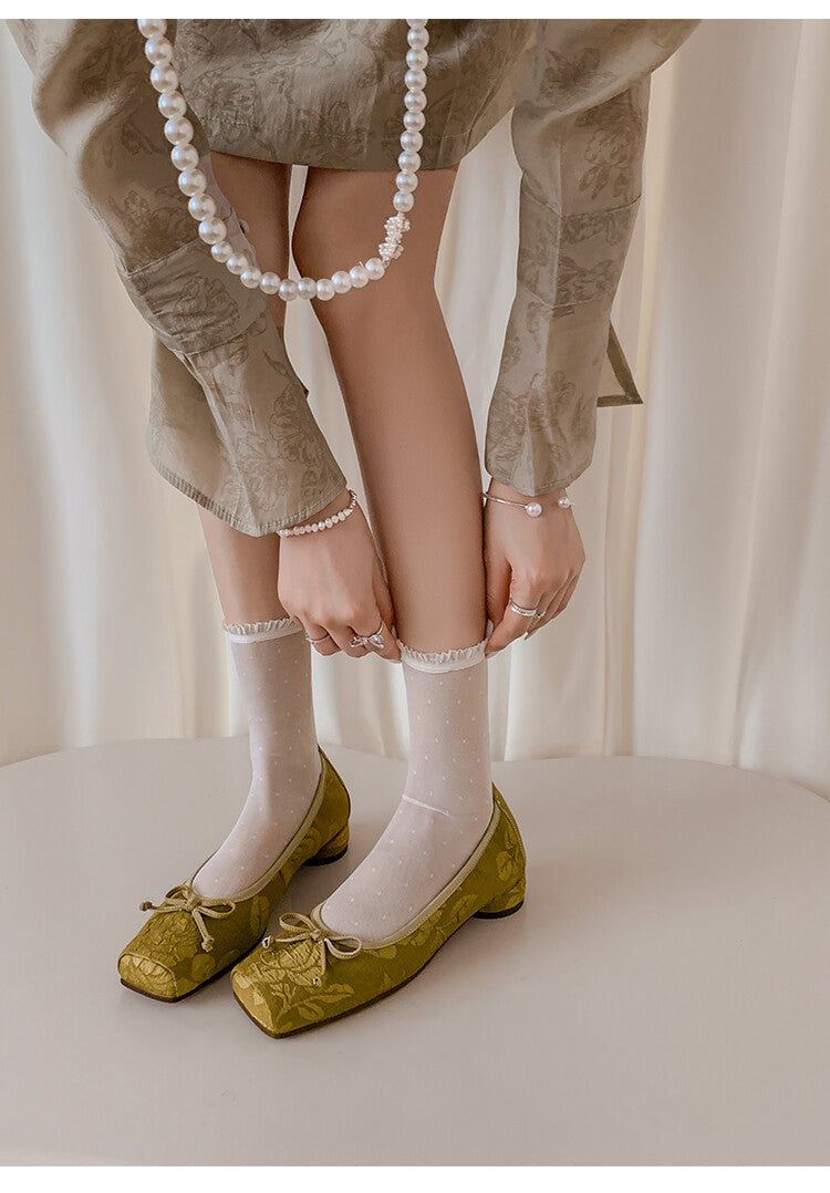 Karin Luna In Stock  In stock  Vintage Chinese Style Embroidered Rose~ Butterfly Knot Granny Shoes
