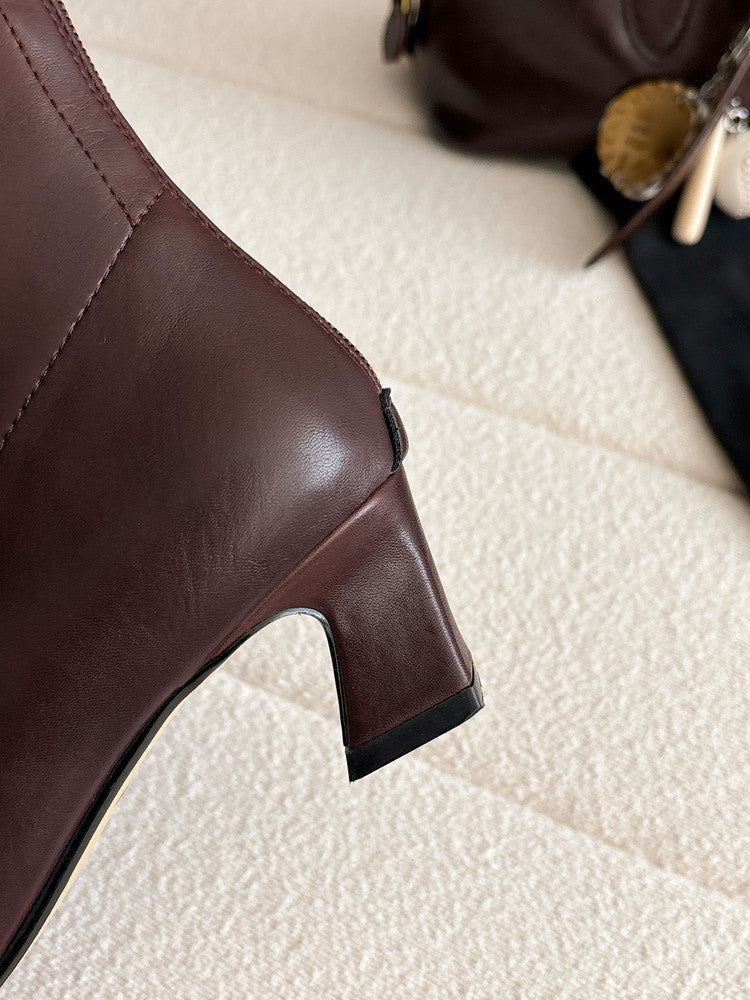 Karin Luna In Stock In Stock  Square Toe Chunky Heel Korean Style Elegant Long Boots