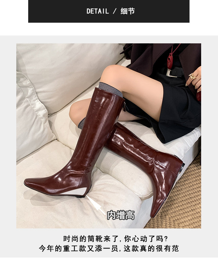 Karin Luna Minimalist Style Square-Toe Hidden Heel Long Boots