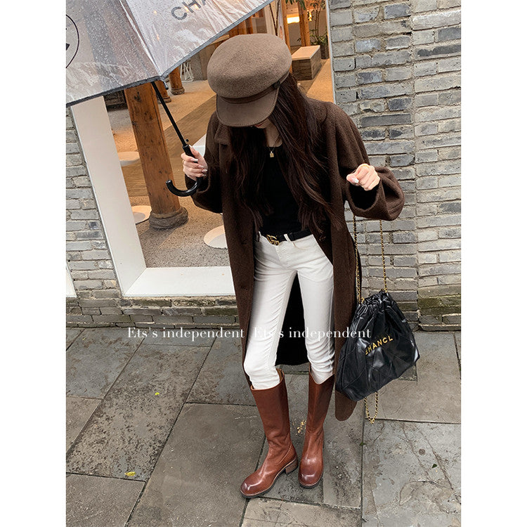 Karin Luna Basic Versatile Style Round Toe Chunky Heel Long Boots