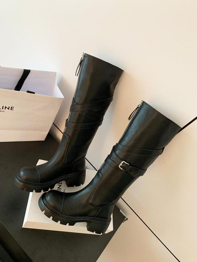 Karin Luna In Stock In-stock Foldable Niche Thick-soled Knight Boots