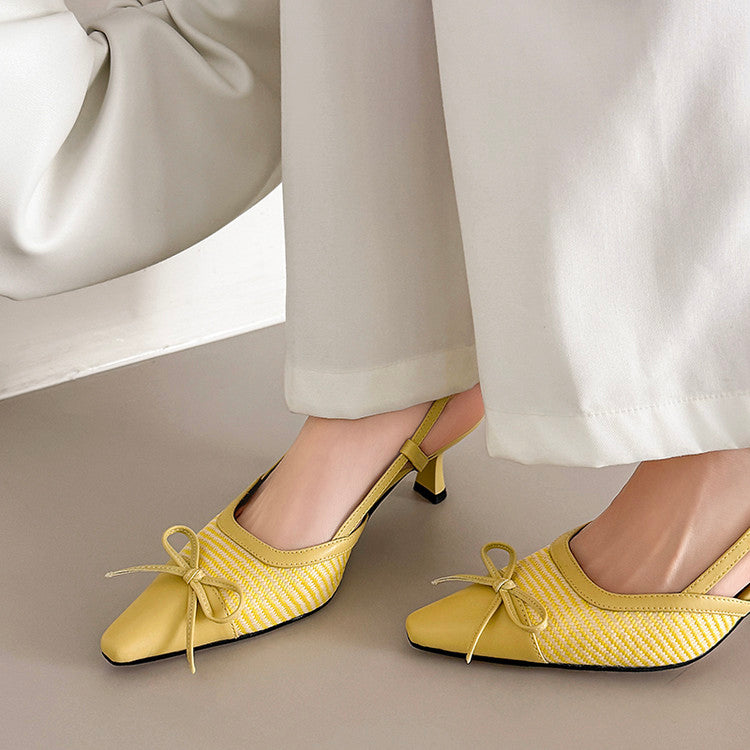 Karin Luna In Stock Spot Goods Braided Style Elegant Thin Heel Pointed Toe Closed-Toe Sandals