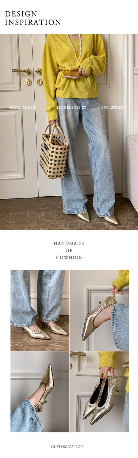 Karin Luna In Stock Spot Goods    Vintage Classic Style Shallow Mouth Single Shoes