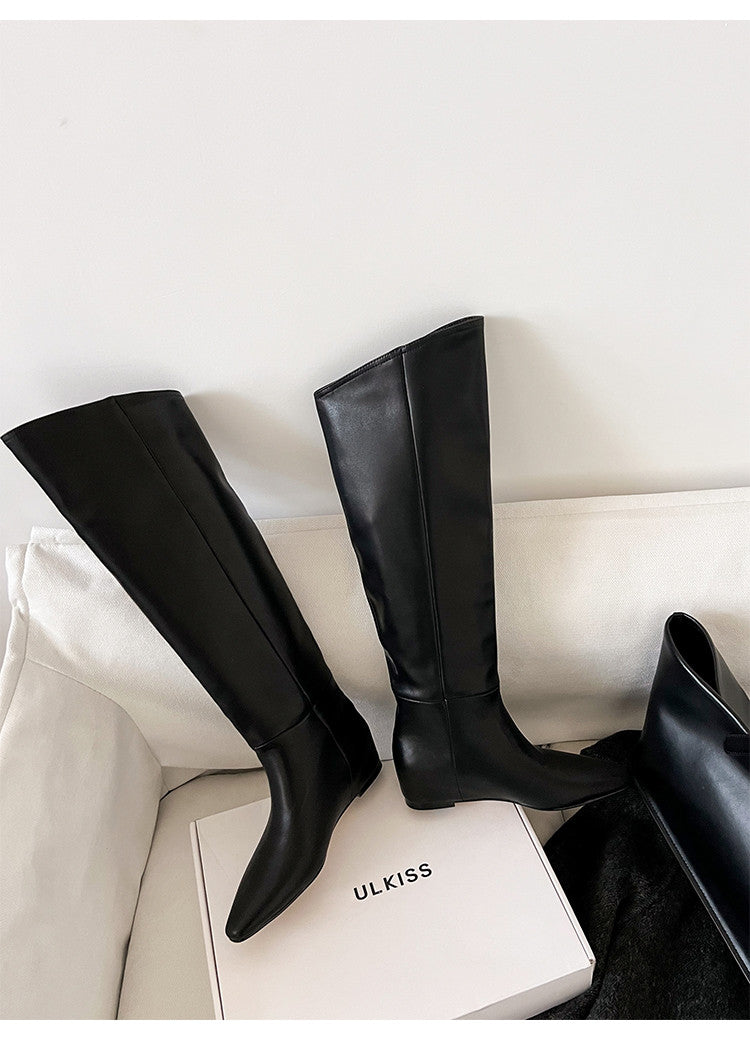 Karin Luna Elegant Style Slanted Inner Height-Increasing Long Boots
