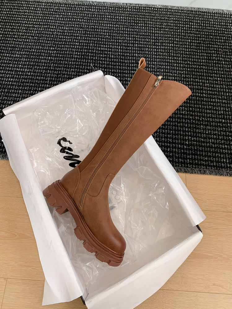 Karin Luna In Stock Versatile Irregular Stretch Fabric Long Boots
