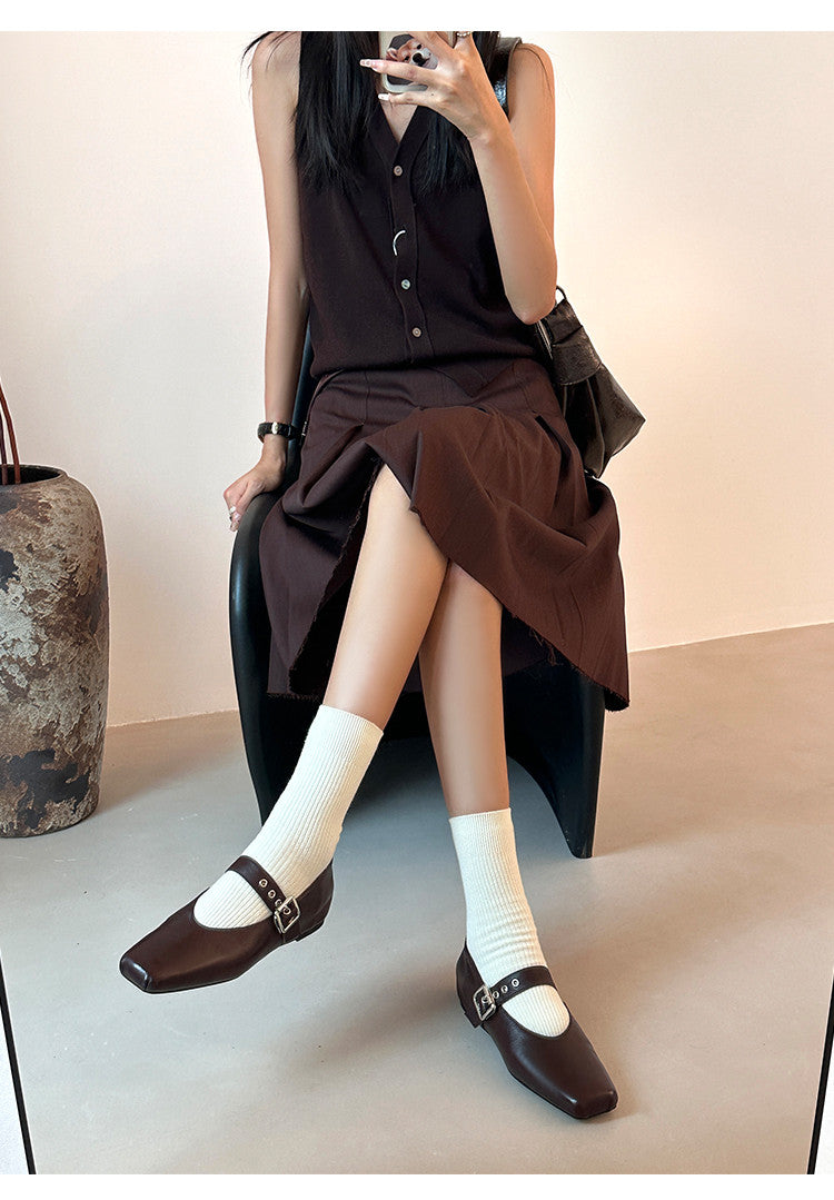 Karin Luna In Stock Spot Goods  Square Toe Internal Height Increase Detachable Bowknot