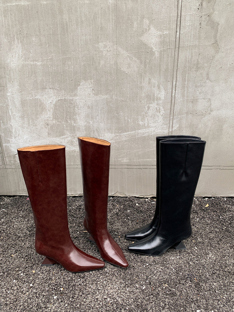 Karin Luna European and American Style Unisex Square-Toed Long Boots