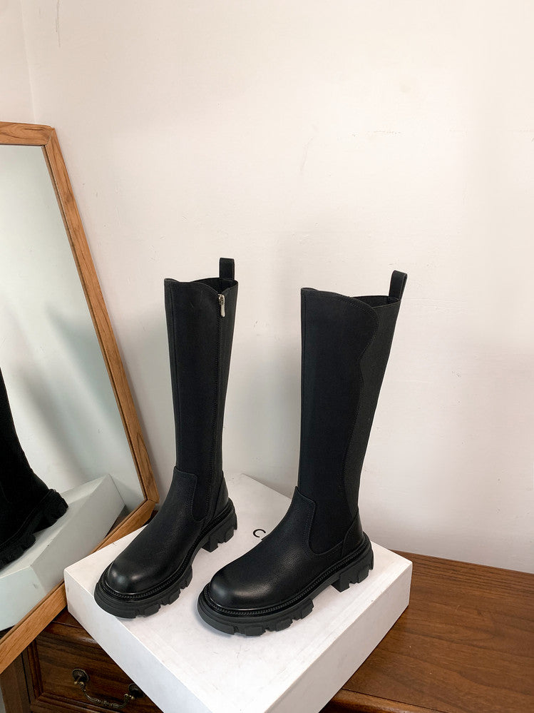 Karin Luna In Stock Versatile Irregular Stretch Fabric Long Boots
