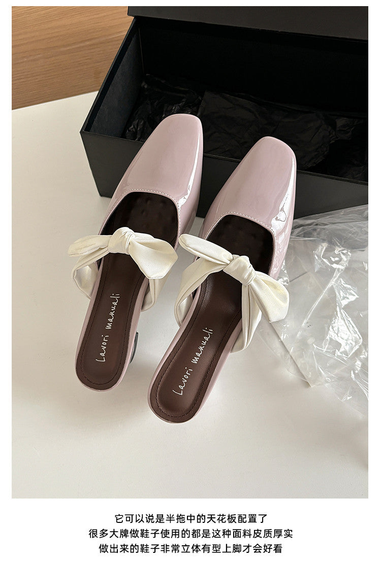 Karin Luna In Stock In Stock  Fluffy feel Bowknot Closed-Toe Slippers