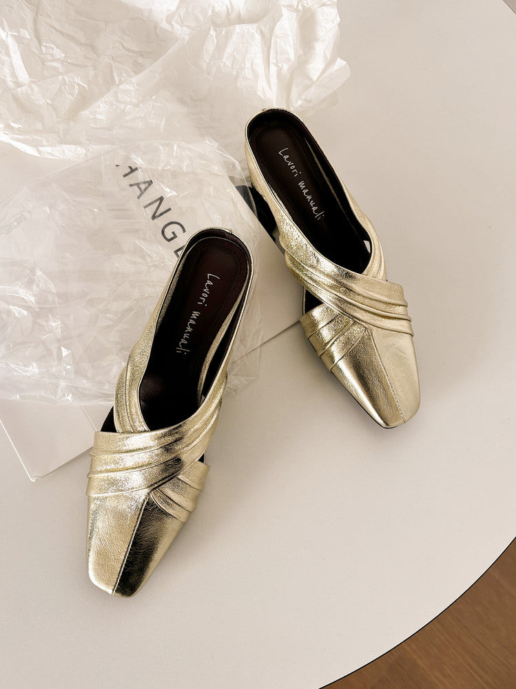 Karin Luna In Stock In Stock Basic Elegant Fairy Style Small Square Toe Sheepskin Slippers