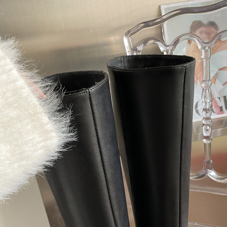 Karin Luna In Stock  In-stock Square Toe Straight Slip-on Long Boots