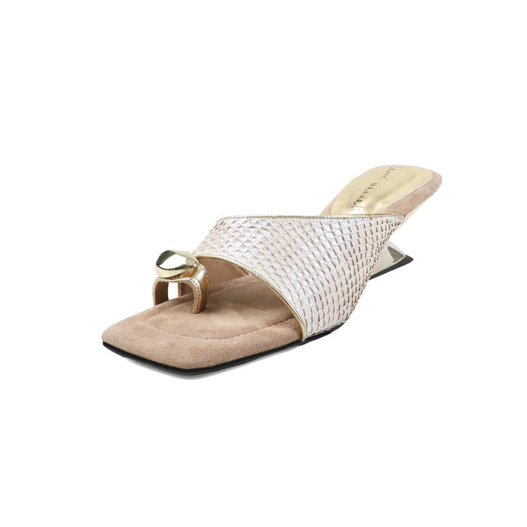 Karin Luna Fish Skin Series~Minimalist Square Toe Popular Irregular Heel Slippers