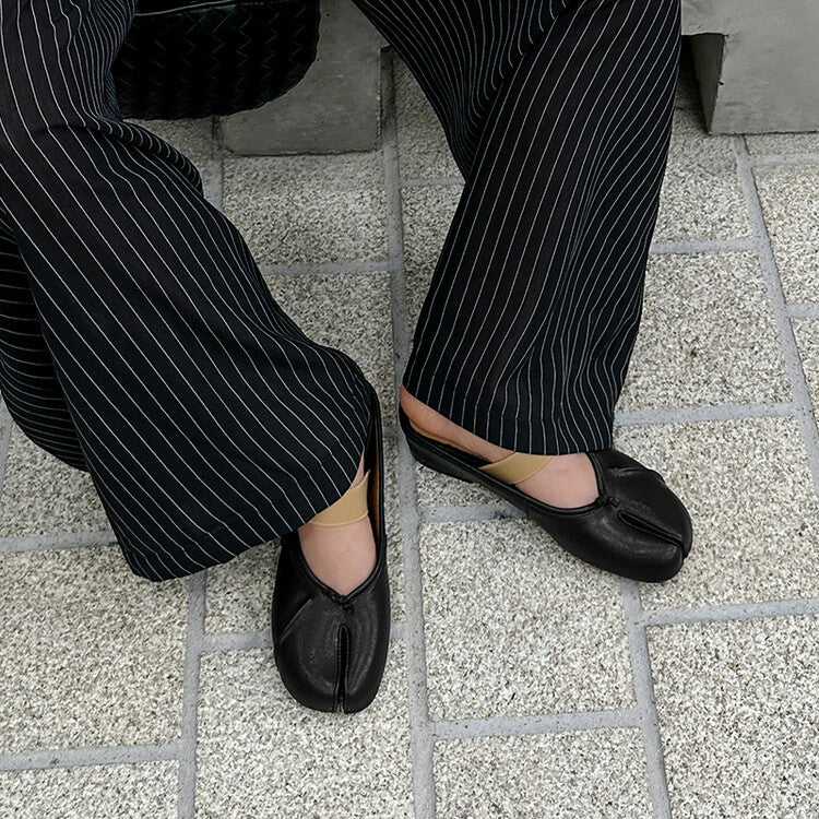 Karin Luna Classic Split-Toe Shoes  Explosive Pattern One-Strap Mary Jane Height-Increasing Full Leather Closed-Toe Slippers