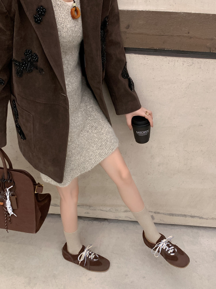 Karin Luna In Stock Spot Goods Casual Style Suede Lace-Up Height-Increasing Popular Single Shoes