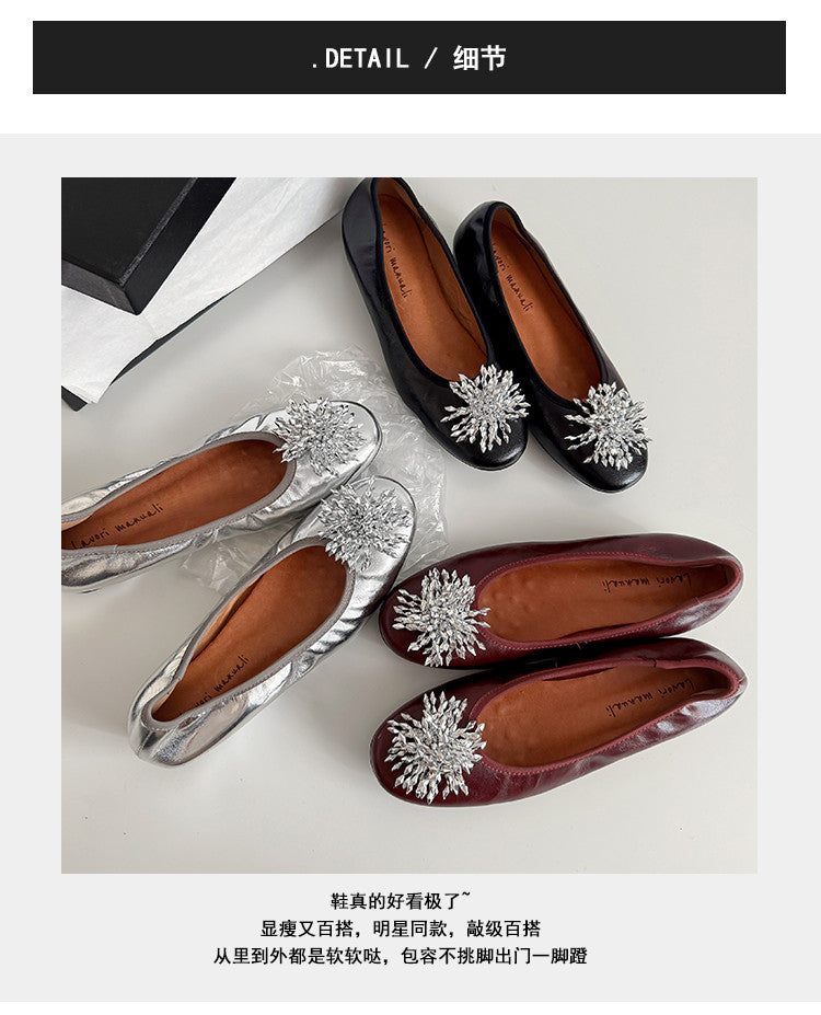Karin Luna Full Leather Inside and Out~Gorgeous Fireworks Flat Granny Shoes