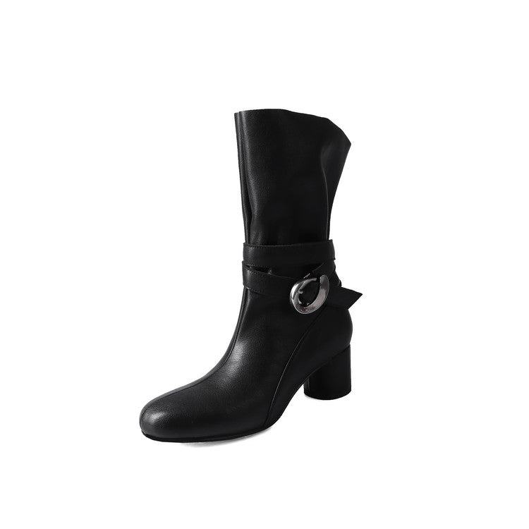 Karin Luna In Stock Spot Goods  Belt Buckle High Heel Large Tube Small Short Boots