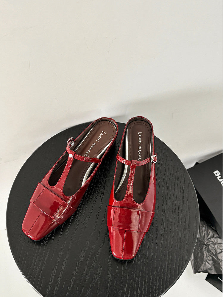 Karin Luna In Stock Spot Goods  t Square-Toed Full Leather Basic Slippers