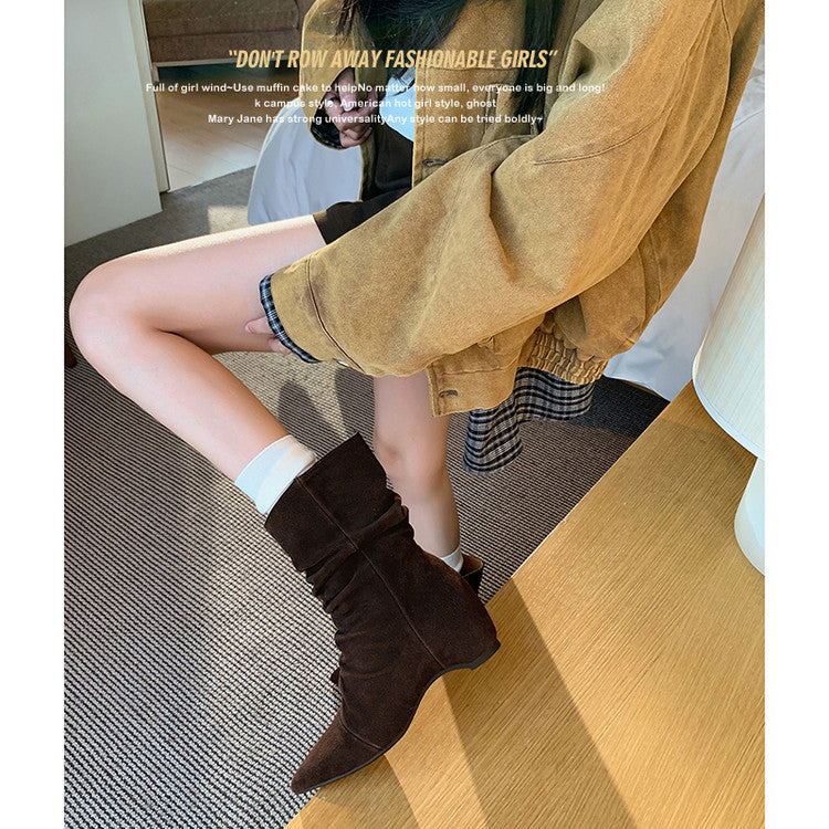 Karin Luna Data Hot-Selling Pointed Toe Slouchy Matte Western Short Boots