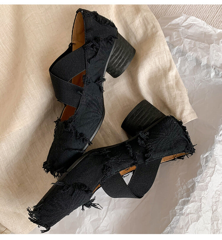 Karin Luna Chinese Pop is the Top Flow~ Orchid Pavilion Preface  New Chinese Style National Aesthetics Retro Cross Strap Mary Jane Shoes