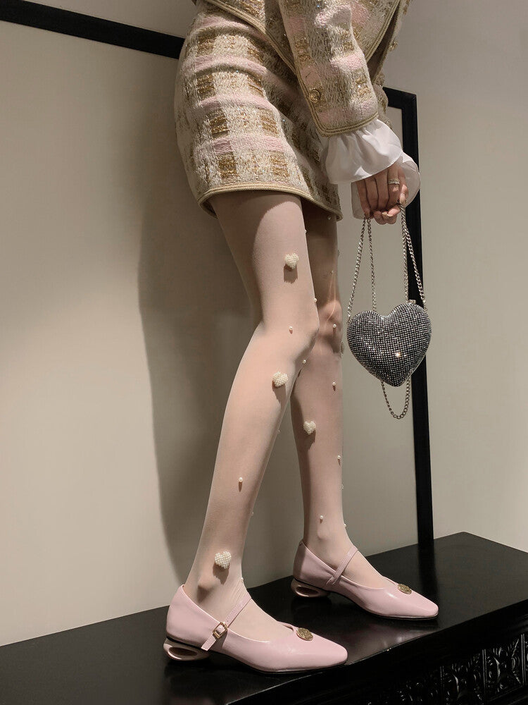 Karin Luna Camellia Story~In stock  Full Leather Shallow Mouth Single Shoes