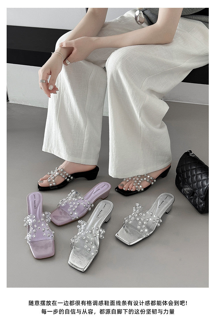 Karin Luna In Stock Spot Goods Classic versatile transparent sequin slippers